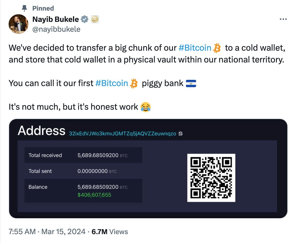 Nayib Bukele shared the address of the El Salvador Bitcoin | Misterio on  Binance Square