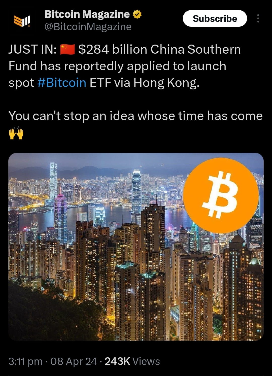 BTC 🚨 突发新闻🚨 据报道，2840 亿美元的中国南方航空基金已申请通过香港推出现货比特币ETF。 | Pathannn发布于币安广场
