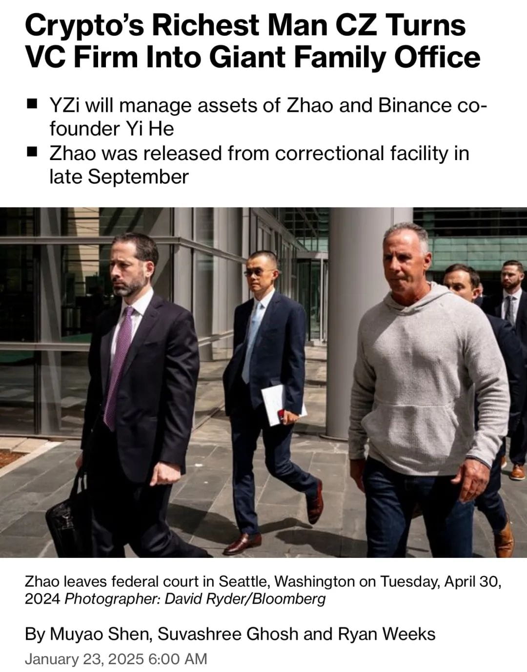 $10 billion! Zhao Changpeng establishes family office to invest in AI and  Biotech | 链得得ChainDD on Binance Square