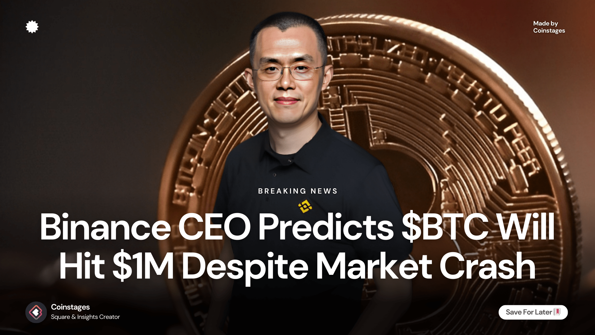 Binance CEO CZ sagt voraus, dass Bitcoin 1 Million $ erreichen wird, trotz  Marktrückgang | Coinstages auf Binance Square