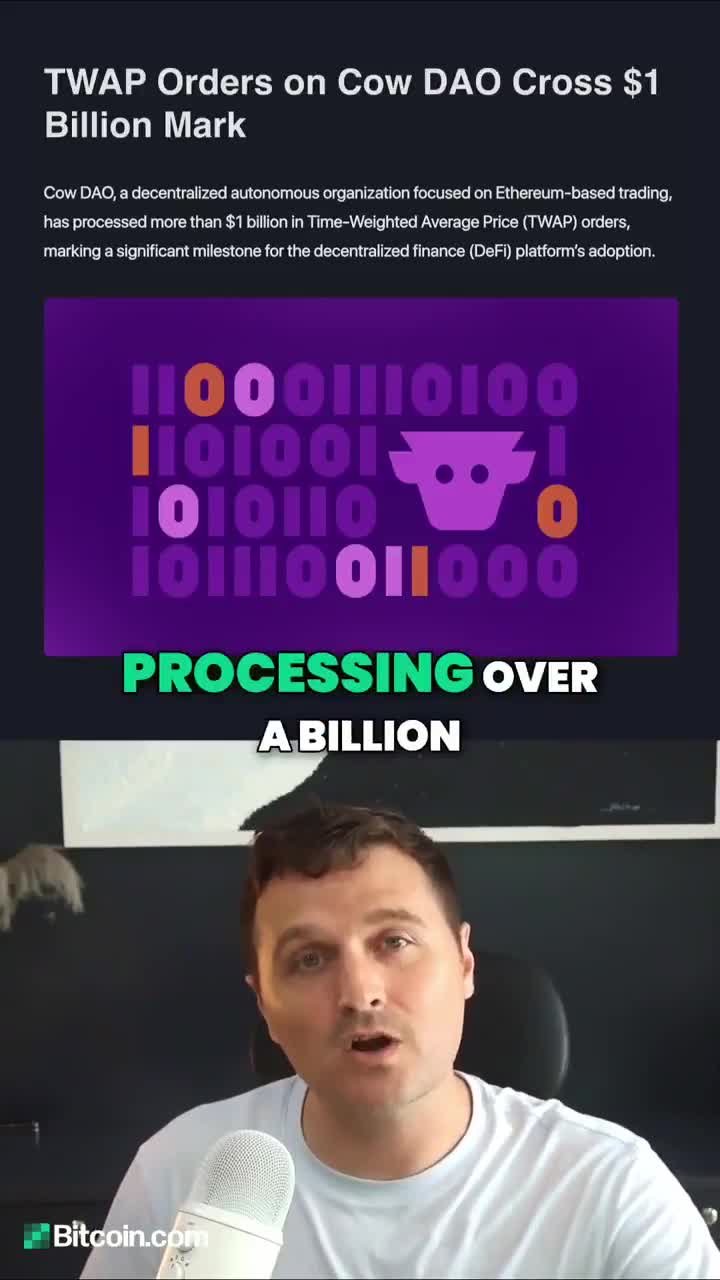 🚀Cow DAO Surpasses $1B in TWAP Orders—DeFi Trading Just Leveled Up!🚀  @CoWSwap just hit $1B in Time-Weighted Average Price (TWAP) orders,  revolutionizing gasless trading & MEV protection!🔥 🔹Batch auctions cut  costs &