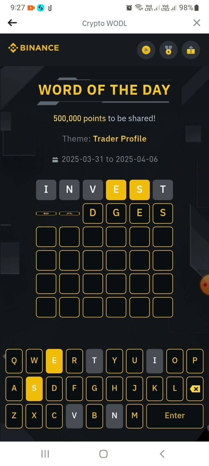 Binance Crypto WODL: 6-Letter Word Answers #shorts #crypto  #NavigatingAlpha2.0 #TrumpTariffs #BSCUserExperiences #GoldPricesSoar |  Golden Television Official on Binance Square