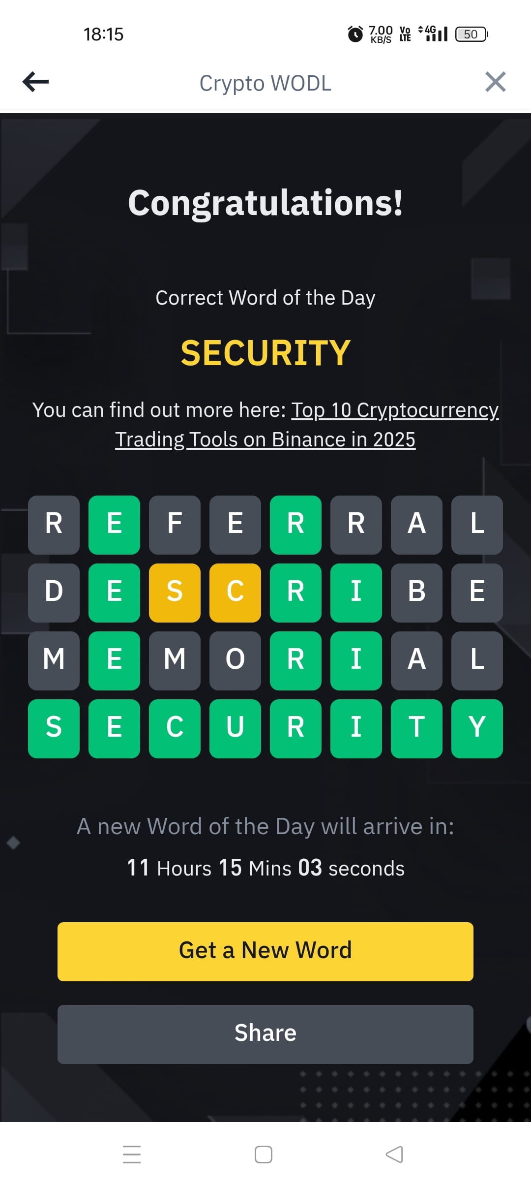 Binance Palavra do Dia 8 Letras Respostas #WordOfTheDay >> | Baazigar2822  no Binance Square