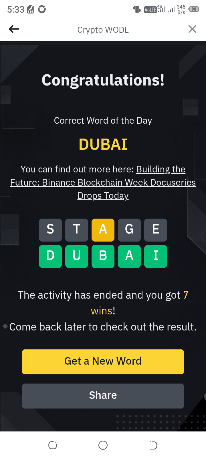 ☘️Ответ Binance Wotd на шесть букв сегодня☘️ ответ из 6 бук | Bella230 на  Binance Square