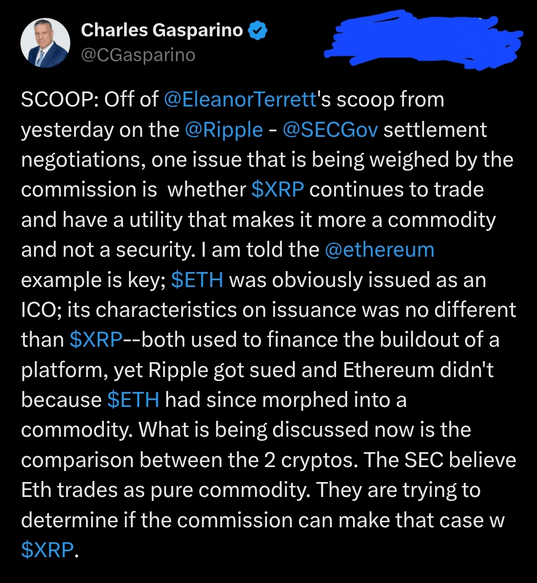 🚨: SEC考虑在与Ripple的和解谈判中将XRP分类为商品| BINANFASTNEWS发布于币安广场
