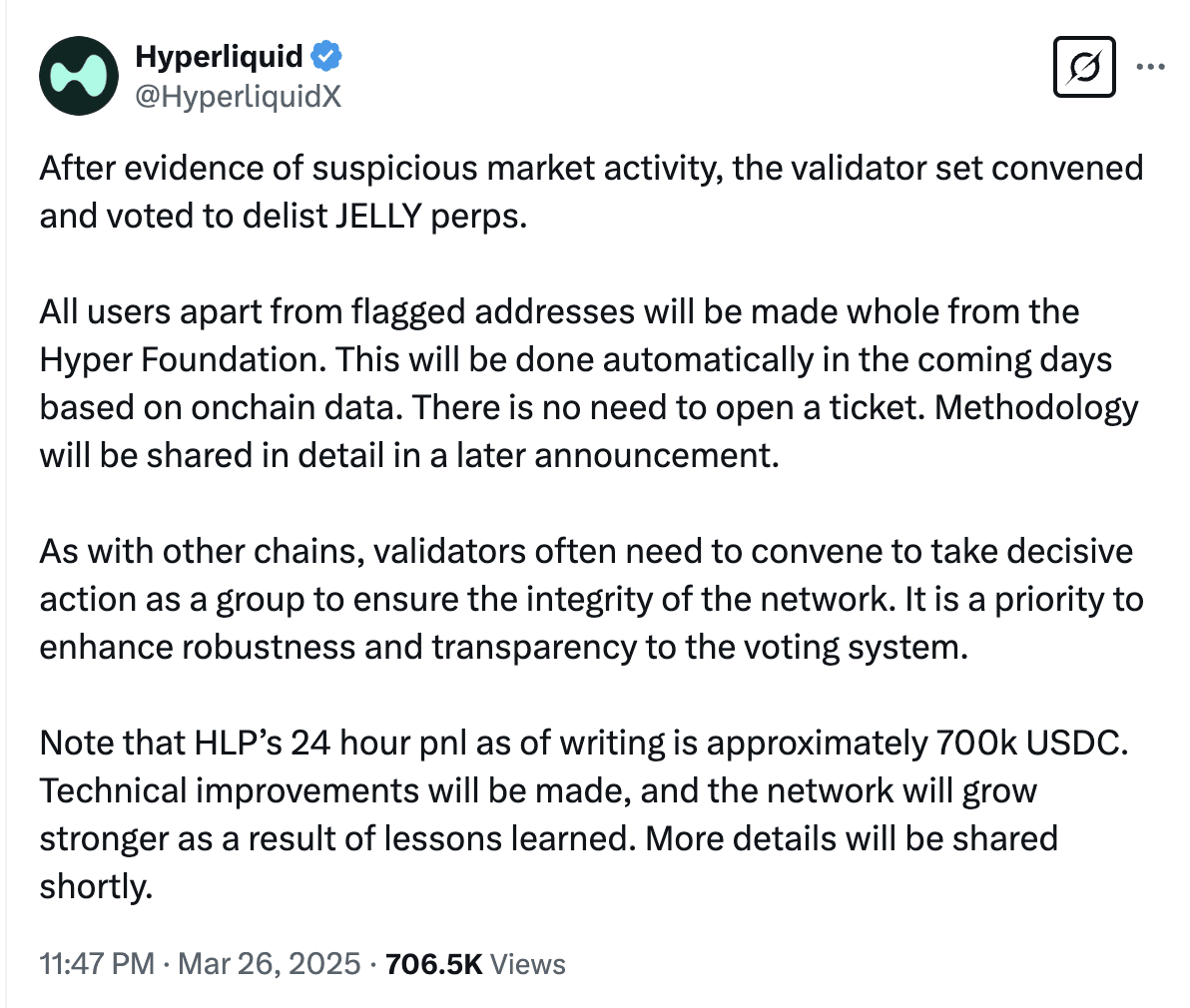 Hyperliquid was attacked and its network was disconnected, Polymarket was  attacked and its governance was attacked and its governance was attacked.  The evolutionary pain of decentralized governance can be seen from the