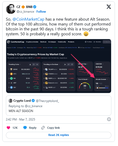 Altcoin Season Is Not Here Yet: Changpeng Zhao | blogtienso on Binance ...