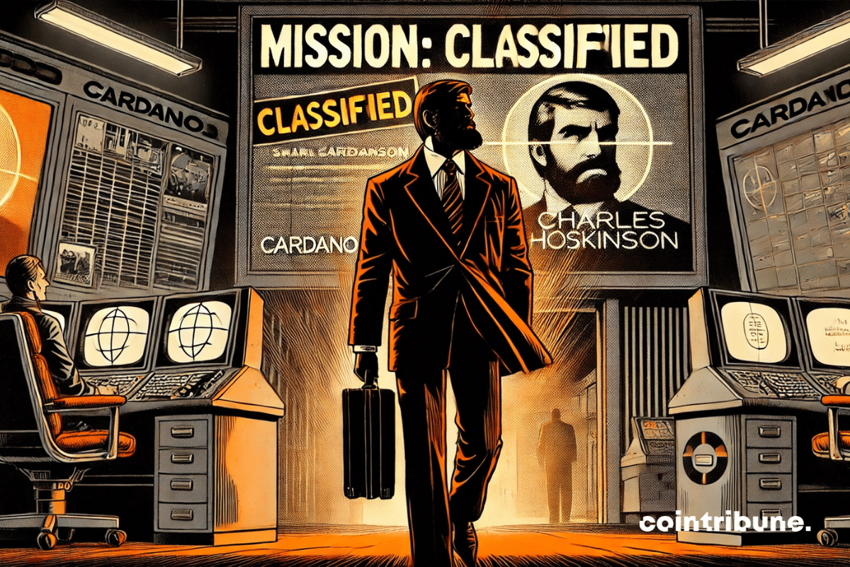 Illustration de Charles Hoskinson quittant les bureaux de Cardano