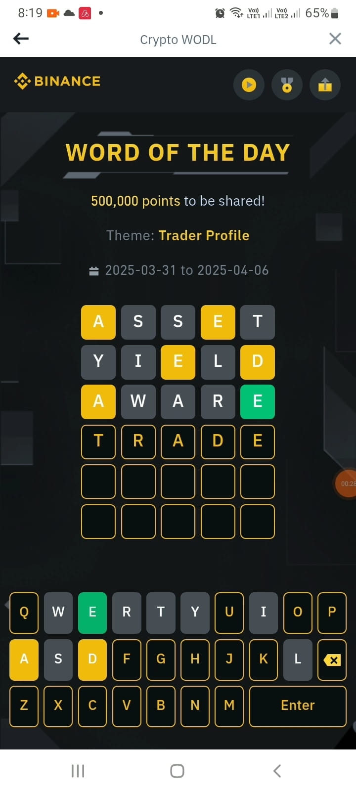 Binance Crypto WODL: Respuesta de 5 letras #crypto #AmericanBitcoinLaunch  #FTXrepayment #BSCTradingTips #Saylor500KClub | Golden Television Official  en Binance Square