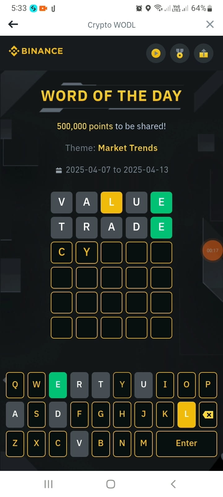 Binance Crypto WODL: 5-Letter Word Answers #crypto #SECGuidance #BTCRebound  #VoteToListOnBinance #BinanceSafetyInsights | Golden Television Official on  Binance Square