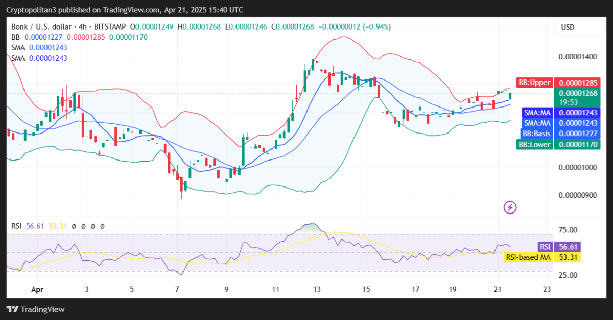BONK/USD 4-hour price chart