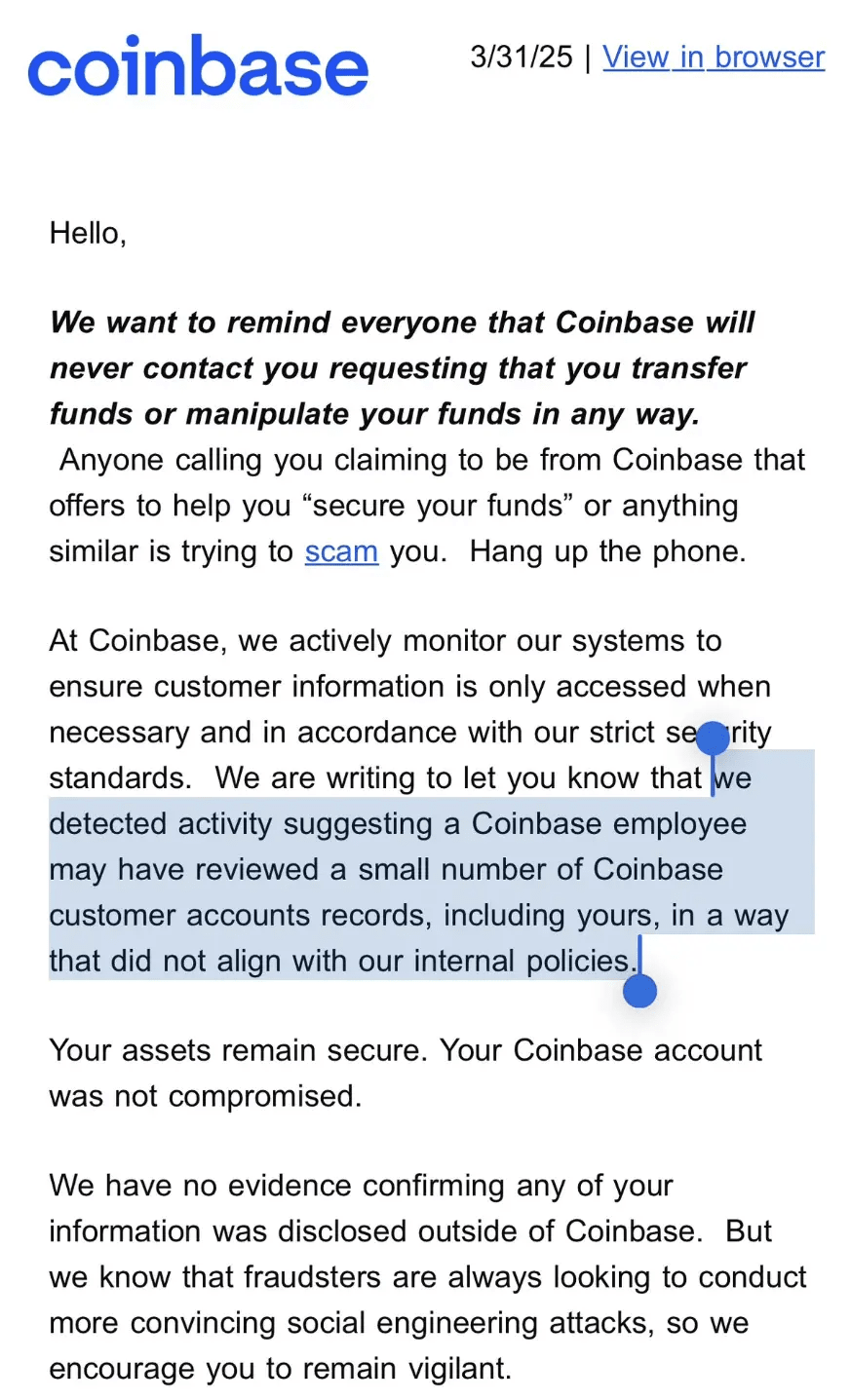 一年损失3 亿美元，Coinbase 用户频遭精准诈骗，背后竟藏「内鬼」泄露信息？ | 深潮TechFlow en Binance Square