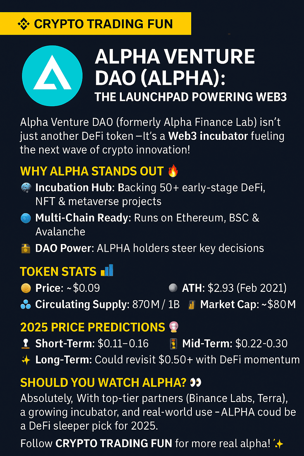 Alpha Venture DAO (ALPHA): The Launchpad Powering Web3 | CRYPTOO KNIGHTTs  on Binance Square