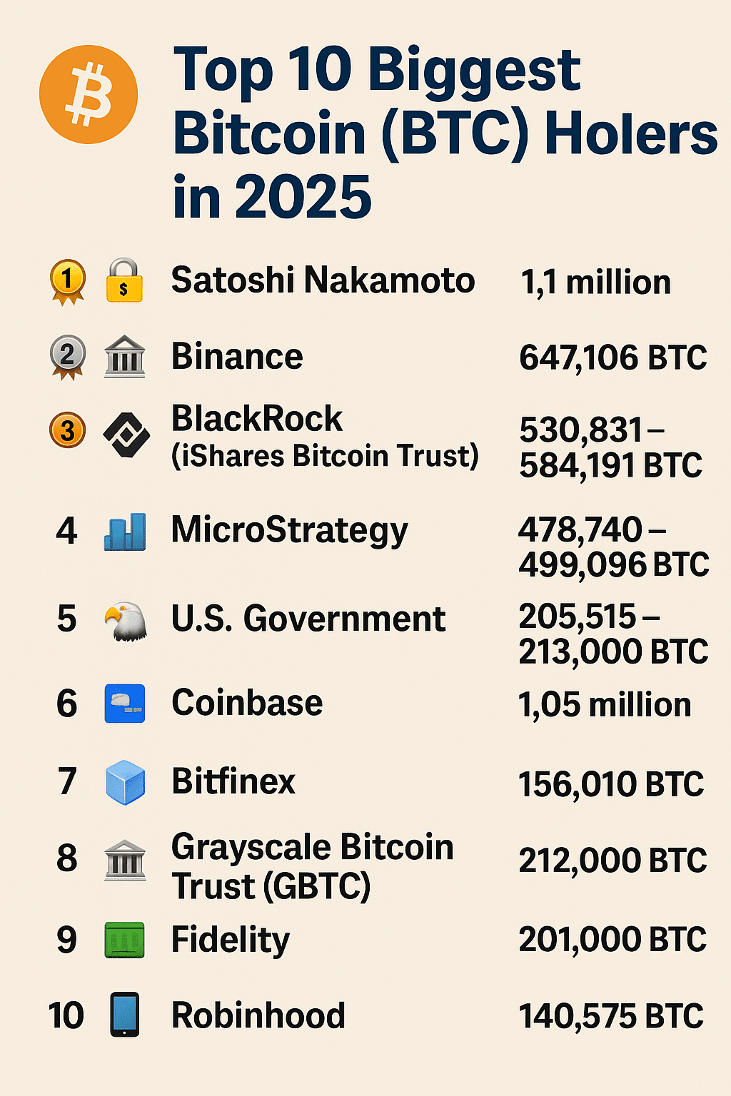 Los 10 Mayores Poseedores de Bitcoin (BTC) en 2025 | _WAQAS_TRADER_ en  Binance Square