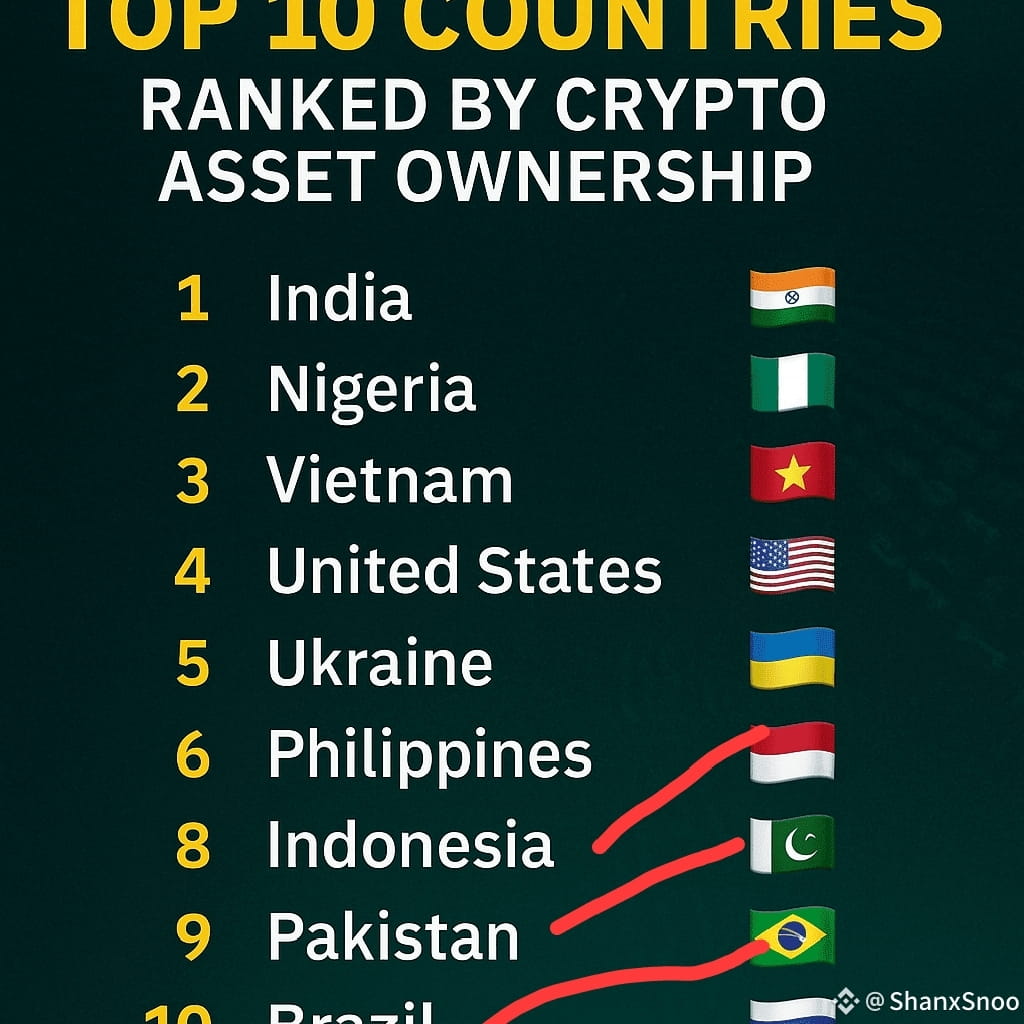 Top 10 Countries Ranked by Crypto Asset Ownership & | ShanxSnoo on Binance  Square