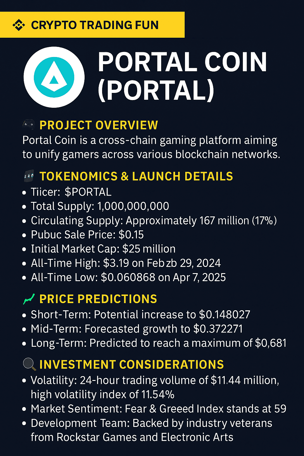 🚀 Portal Coin (PORTAL) – Май 2025 Рыночный Обзор 🎮 Обзор | CRYPTOO  KNIGHTTs на Binance Square