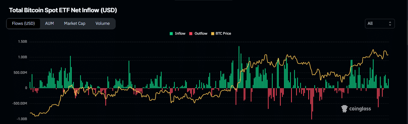 Bitcoin ETF netflow chart.