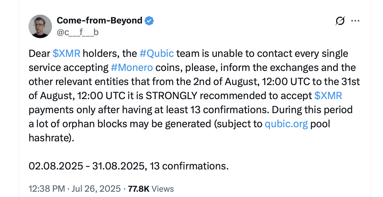 Monero Faces 51% Attack Threat From Rival Blockchain Qubic | Wendyy_ on  Binance Square
