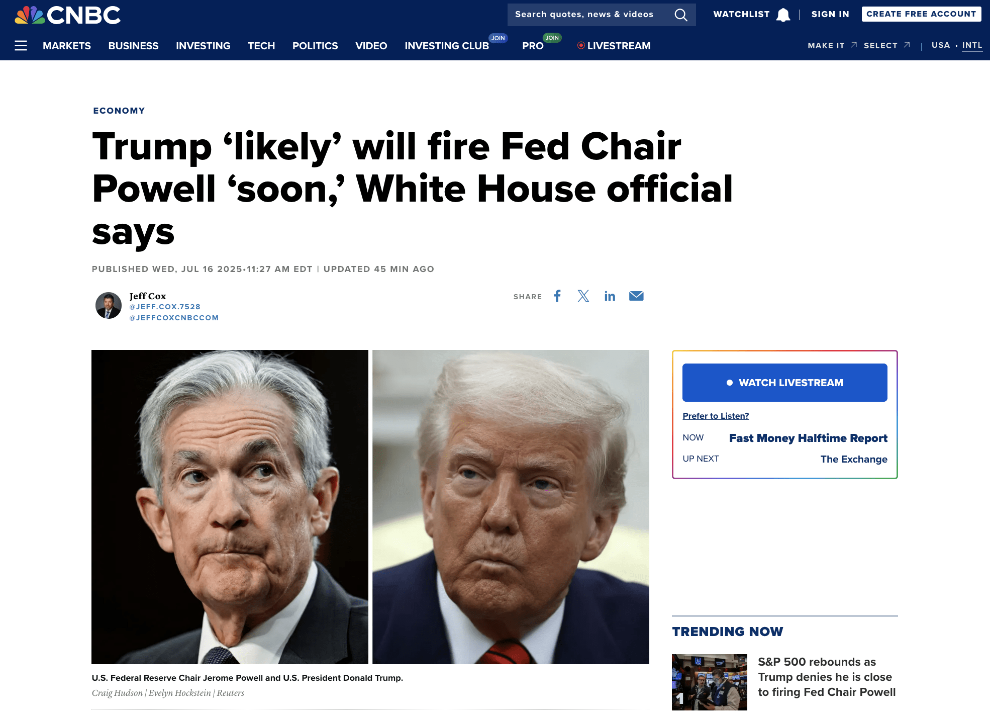 美国媒体纷纷报道，特朗普准备解雇美国联邦储备委员会主席鲍威尔| Proekt_73发布于币安广场