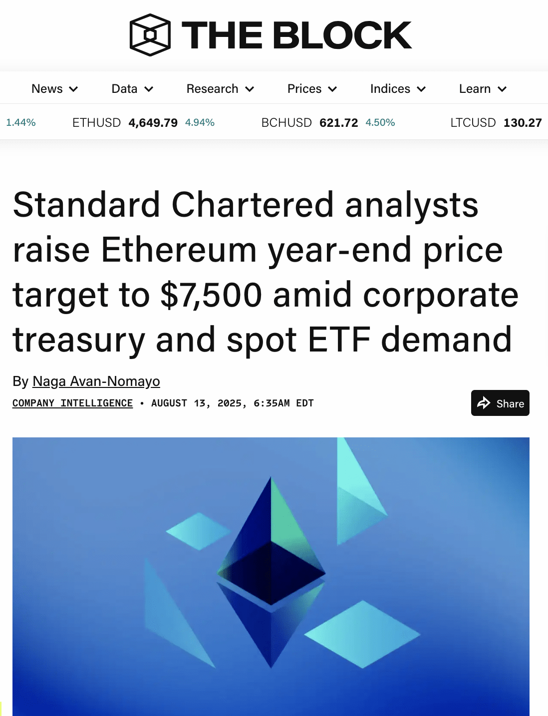 Standard Chartered raised its target forecast for ETH by the end of the  year to $7,500. | Proekt_73 on Binance Square