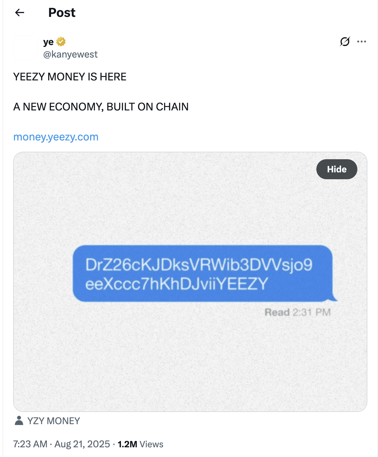 Lançamento do Token YZY