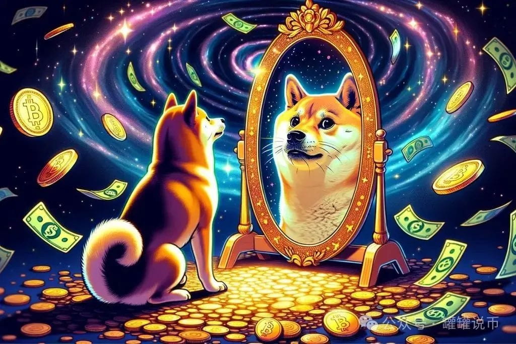 狗狗币凝视着镜子
