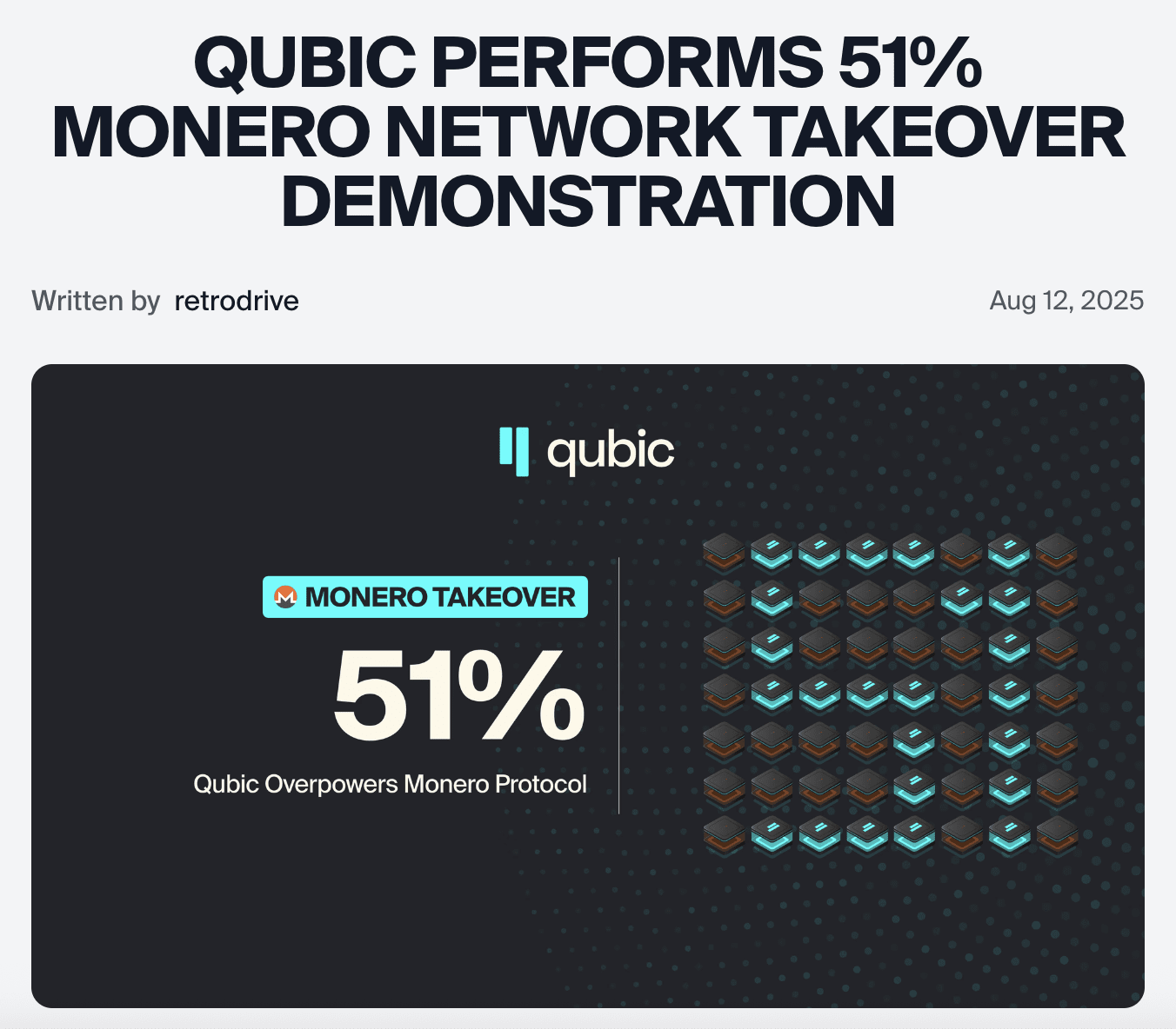 區塊鏈-51% 攻擊-Qubic-Monero
