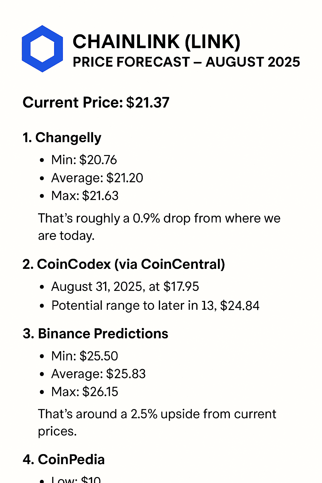 Previsione del prezzo di Chainlink (LINK) – Agosto 2025 | soni kh su  Binance Square