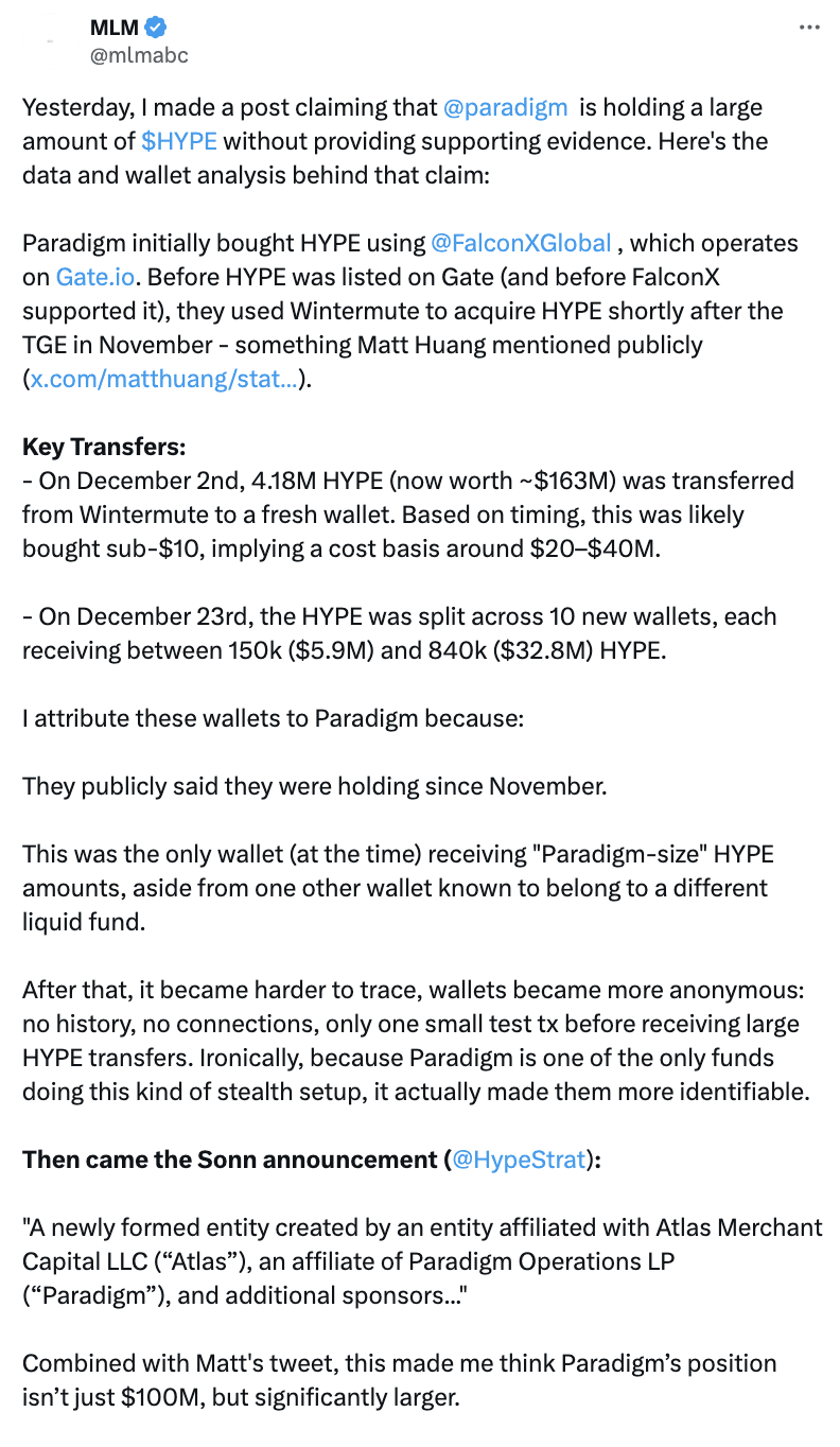 The Paradigm fund may hold 19.13 million HYPE tokens worth $765 million. |  Proekt_73 on Binance Square