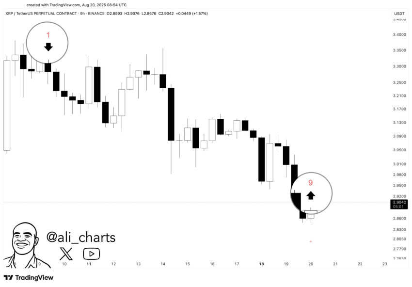 Análise de preço do XRP. Fonte: X/@ali_charts