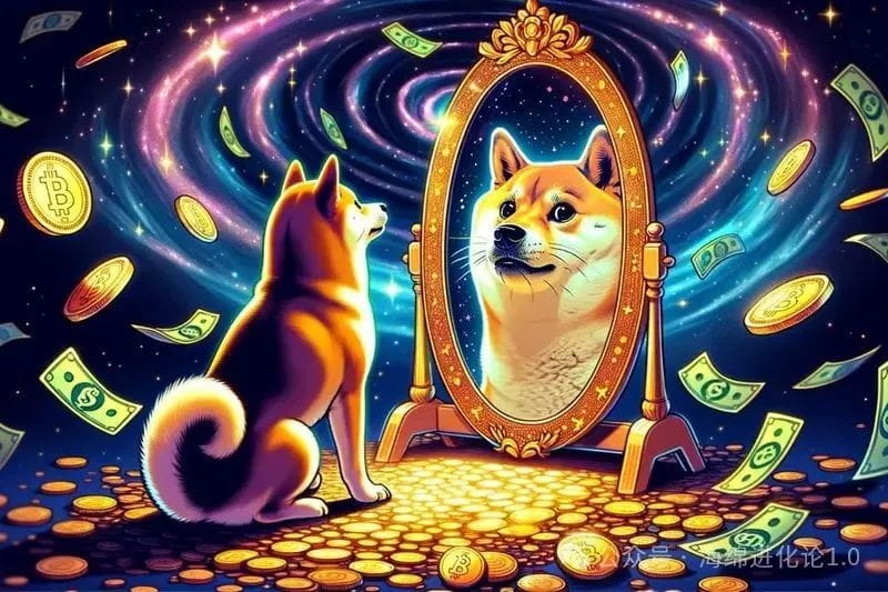 狗狗币凝视着镜子