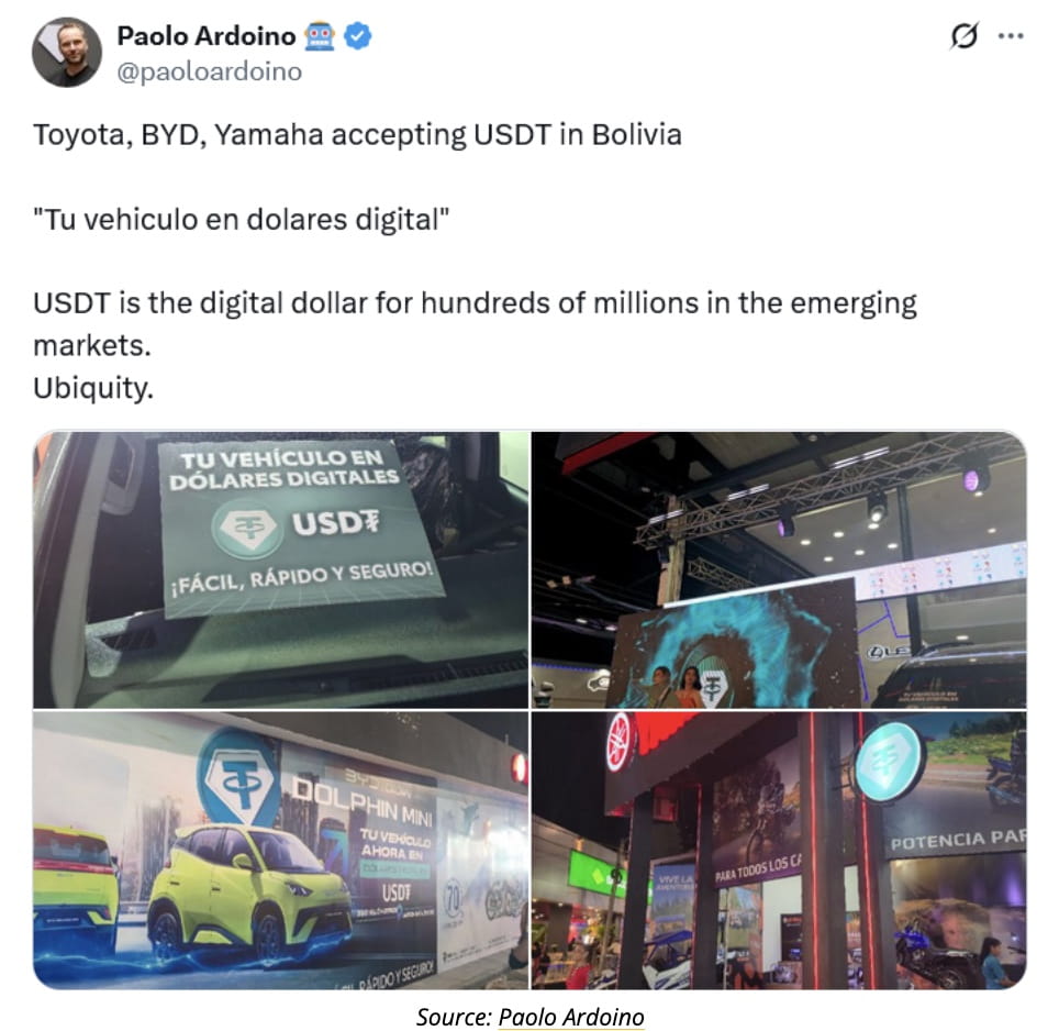 Crypto News Today: Toyota, Yamaha, and BYD Accept Tether in Bolivia as  Dollar Reserves Collapse | Binance News on Binance Square