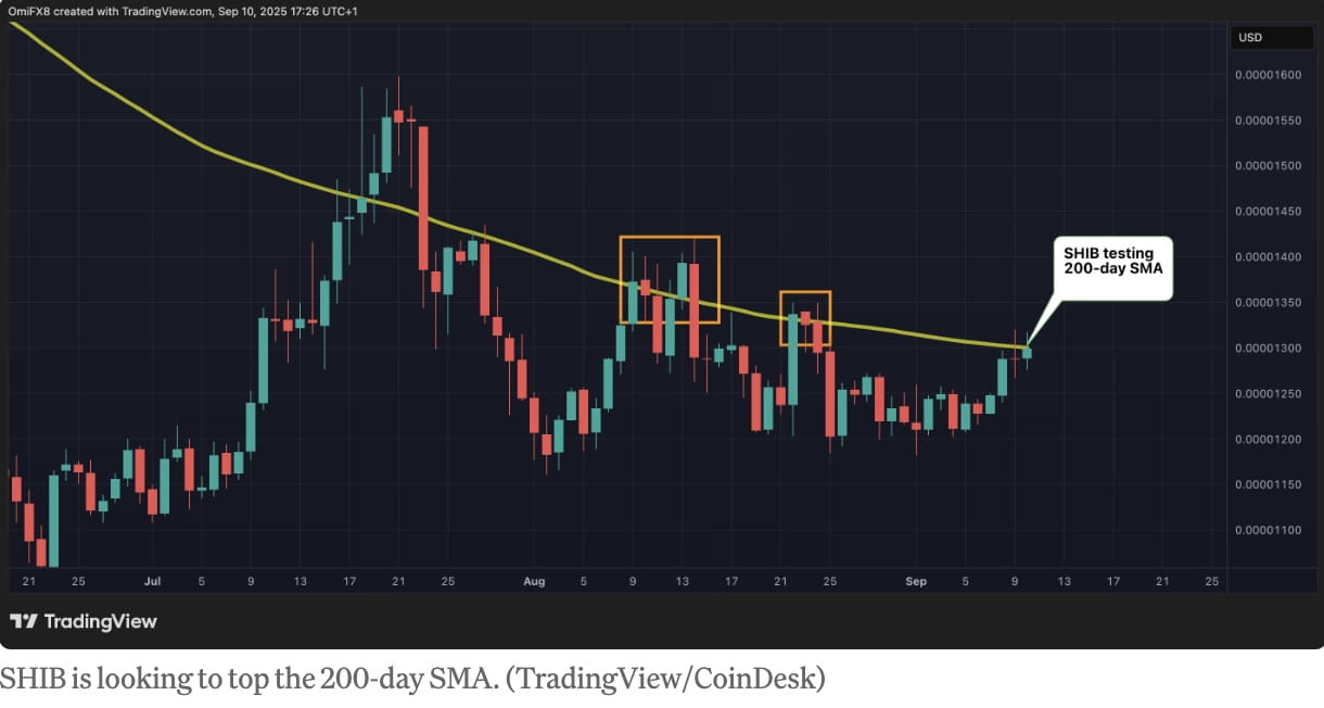 Shib News: Shiba Inu Tests 200-Day SMA as Dogecoin Whales Push Holdings to  10B | Binance News on Binance Square