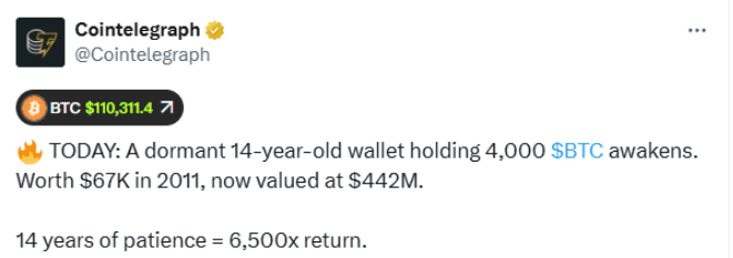 远古比特币钱包苏醒！14年持仓首次移动，市场关注信号_aicoin_图2