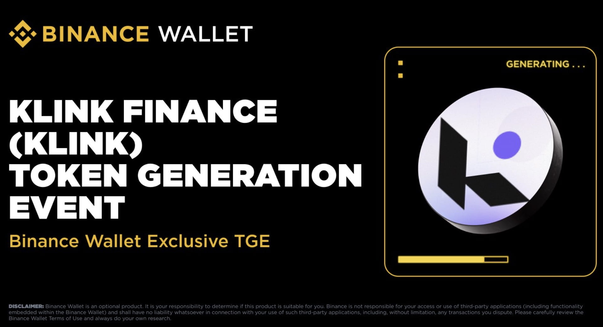 Binance Launches 39th Exclusive TGE With Klink Finance (KLINK) via  PancakeSwap | Binance News on Binance Square