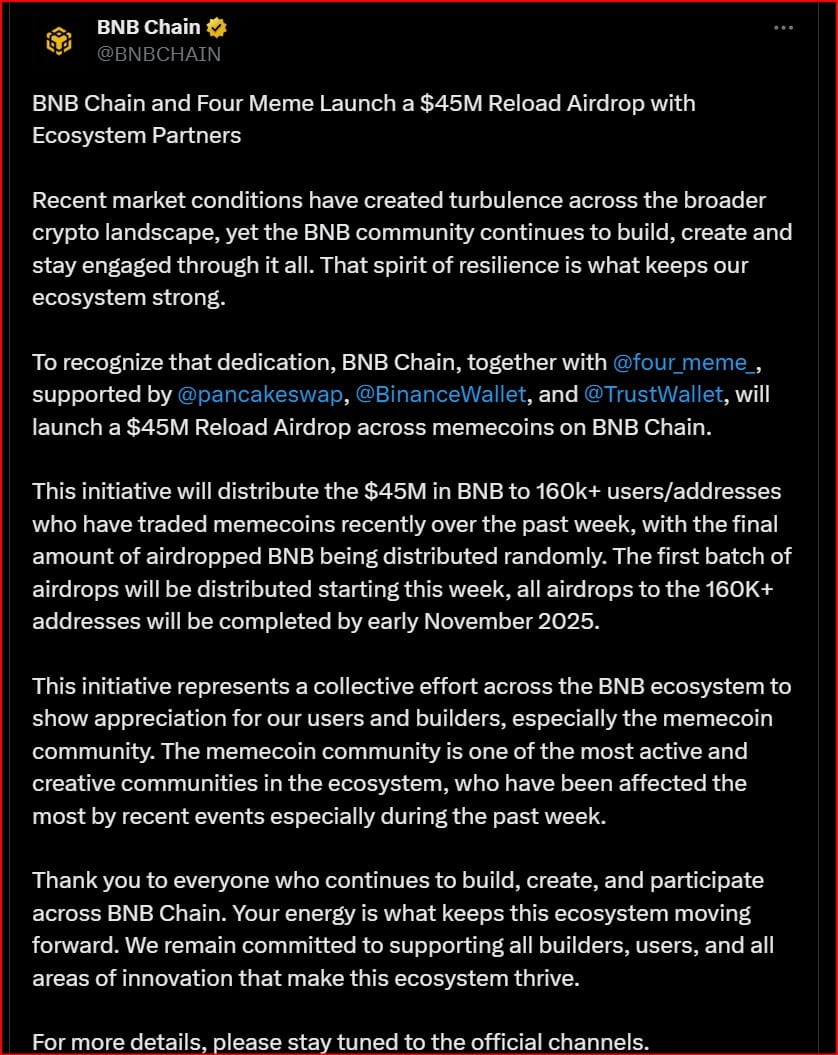 Binance is giving away a total of $45 million in BNB | 毛毛爱吃蛋炒饭 on Binance  Square