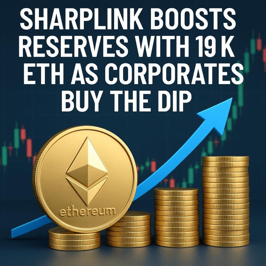 Sharplink Boosts Reserves With 19k Eth As Corporates Buy The Dip