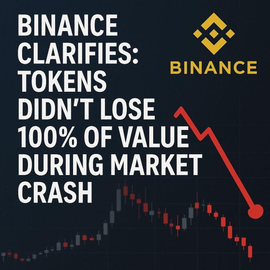 Binance Clarifies: Tokens Didn't Lose 100% Of Value During Market Crash