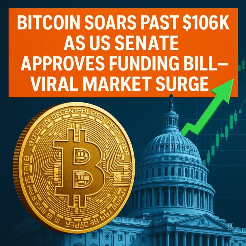 Bitcoin Soars Past $106k As Us Senate Approves Funding Bill—viral Market Surge