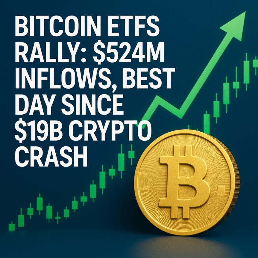 Bitcoin Etfs Rally: $524m Inflows, Best Day Since $19b Crypto Crash