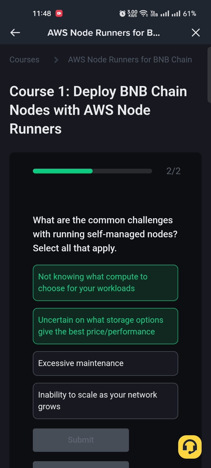 Course in #BinanceAcademy Learn About AWS Nodes Runners For $BNB Chain &  Earn Rewards. 🎁 #LearnAndEarnQuiz #quizanswers #AWS #BNBChain I just  completed or received my certificate 🫶 | SherazMirza1000 on Binance Square