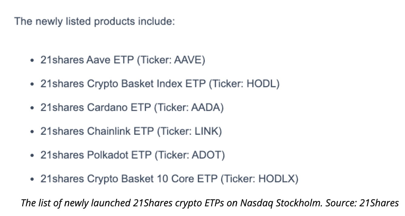 Crypto News Today: 21Shares Expands in Europe With Six New Crypto ETPs as  Global ETF Competition Heats Up | Binance News on Binance Square