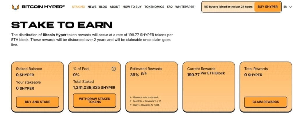 Bitcoin Hyper Staking Dash Board