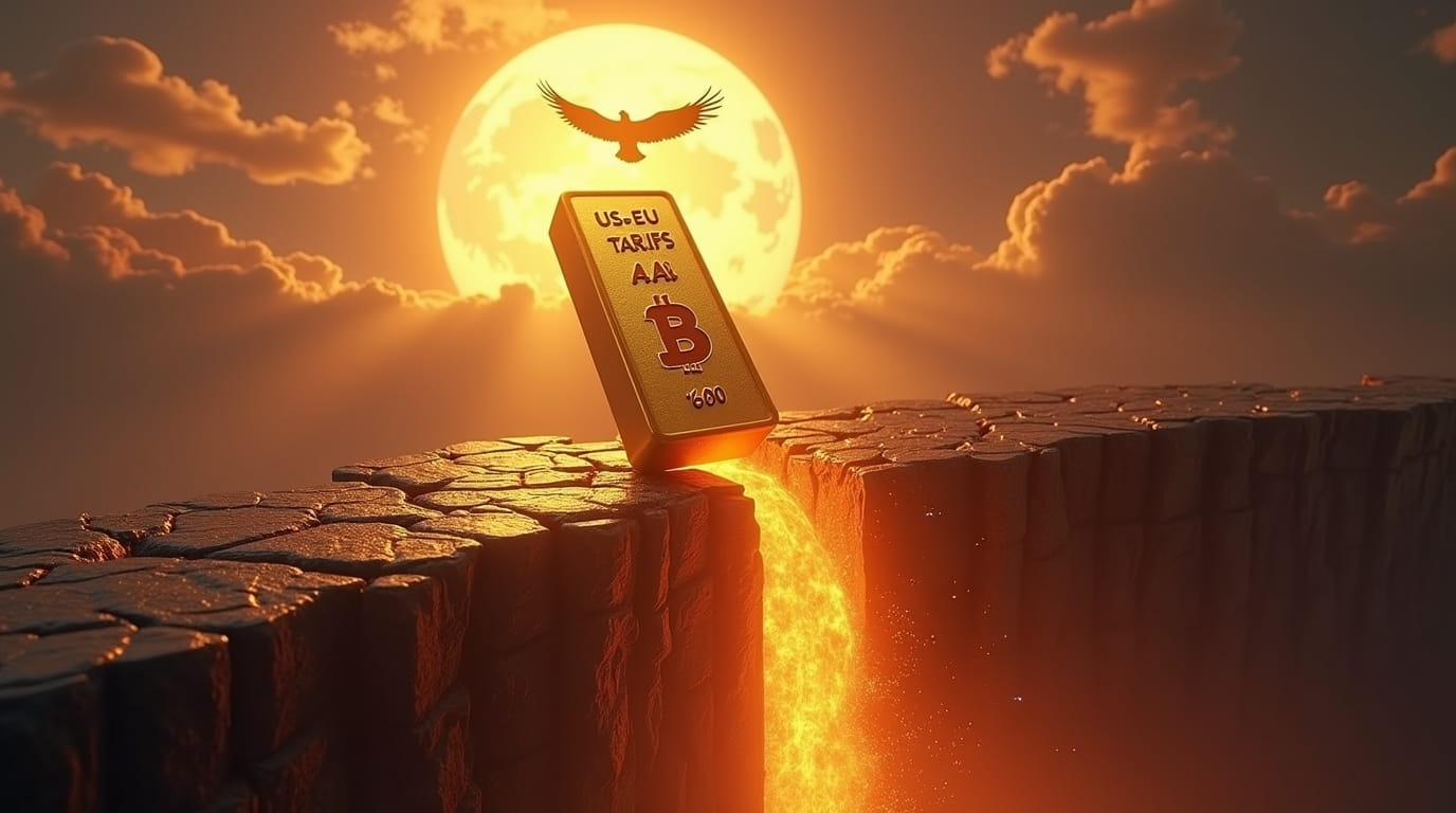 SZOK CELOWY: ZŁOTO OSIĄGA WSZYSTKIE CZASY WYSOKIE, JAK BITCOIN SPADA NA  NAPIĘCIACH US-EU | Coinstages na Binance Square