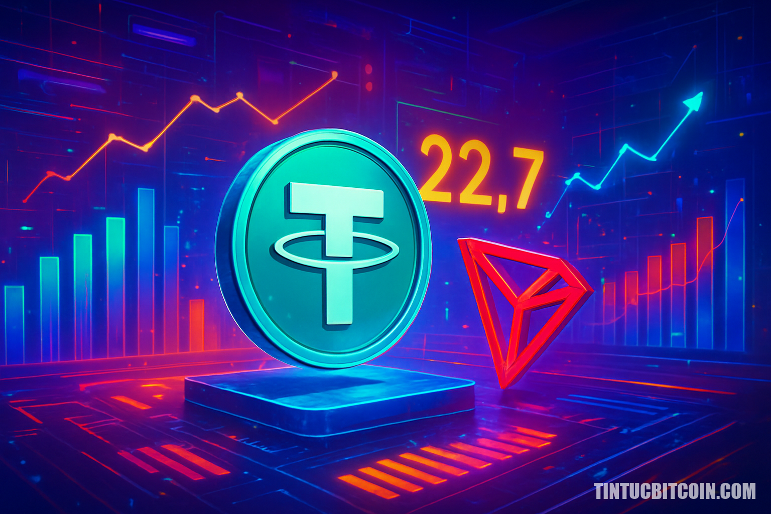 Tether phát hành 22,7 tỷ USDT trên Tron năm 2025