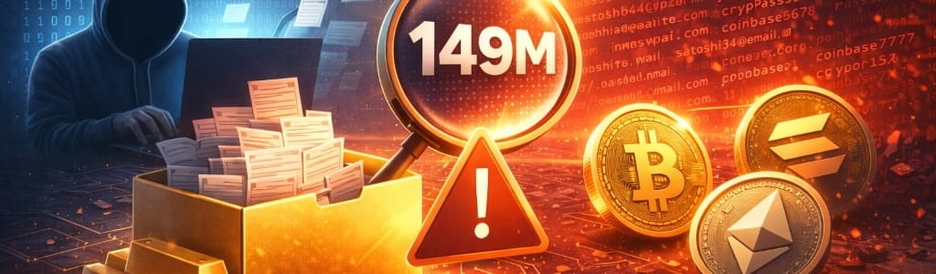 A 94 GB database with about 149M stolen logins included at least 420,000 Binance credentials, plus major consumer accounts like Gmail, Facebook, and Netflix.