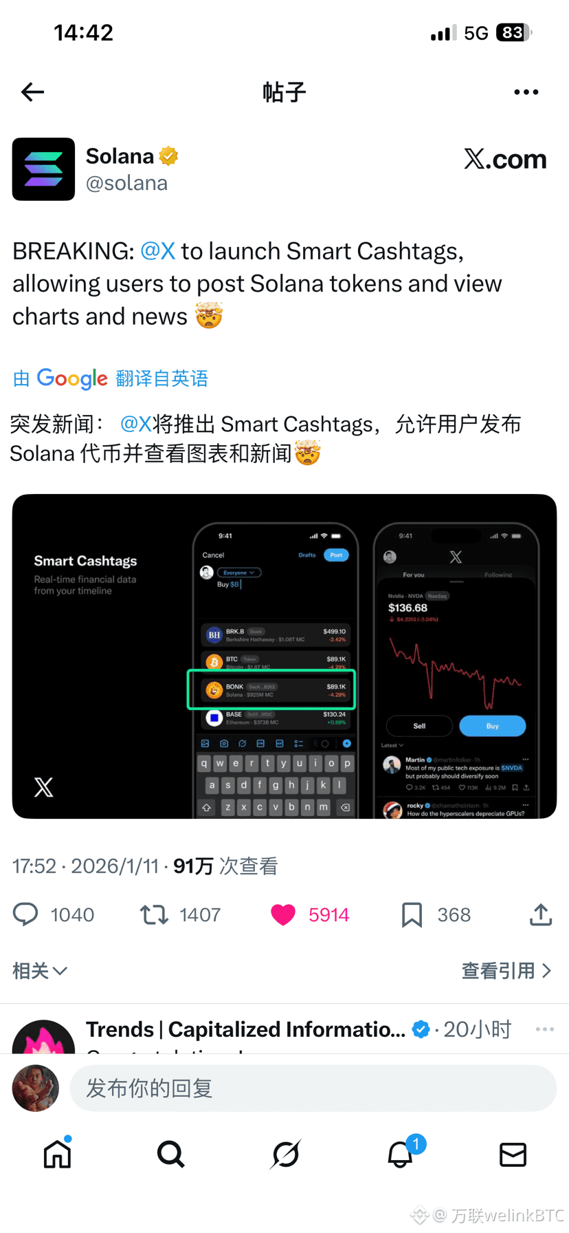 X Integrates Solana Token Features – How Will CZ and Binance React? Is $SOL  About to Soar? | 万联welinkBTC on Binance Square