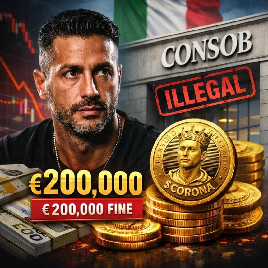 Italy’s Consob Fines Fabrizio Corona €200k Over Illegal $corona Memecoin Offer