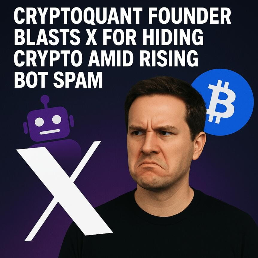Cryptoquant Founder Blasts X For Hiding Crypto Amid Rising Bot Spam