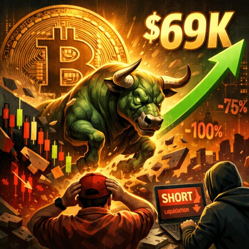 Bitcoin Bulls Surge To $69k As Retail Traders Push Short Positions